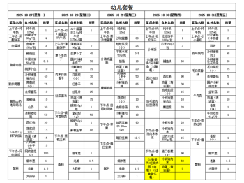 幼儿第九周食谱
